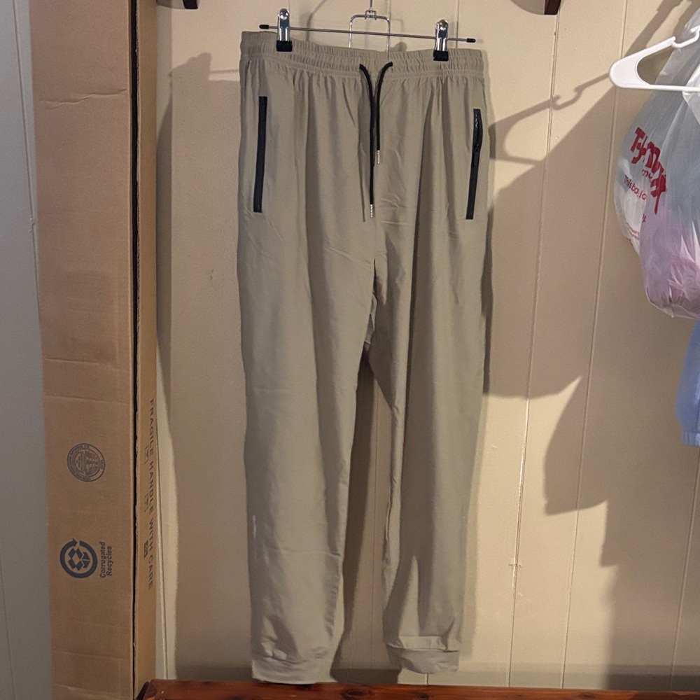 Men's Tan Joggers with Black Details